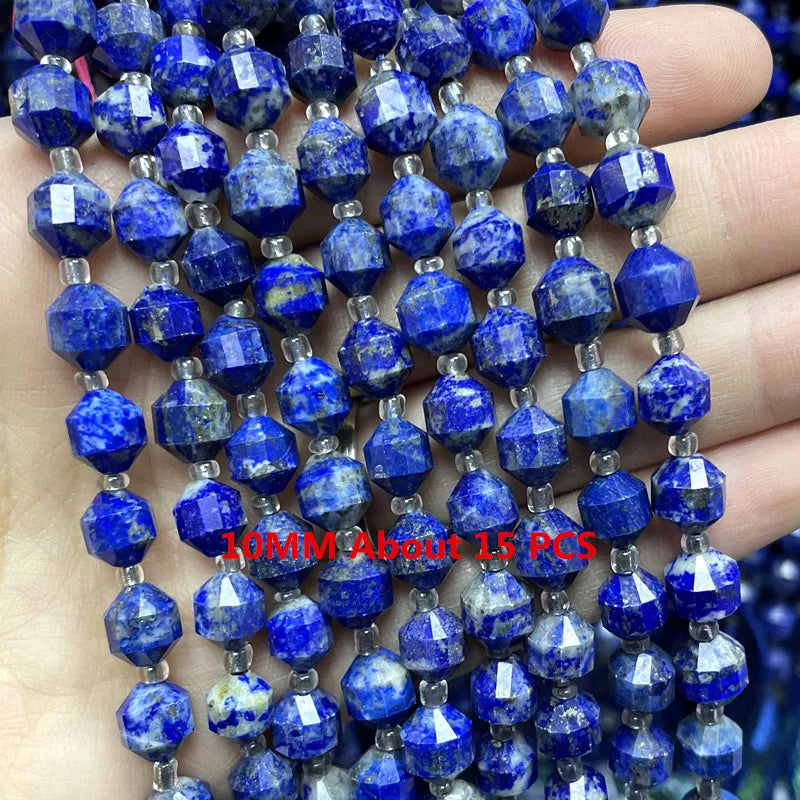 Natural Lapis Lazuli Round Tube Faceted Loose Spacer Stone Beads For Jewelry Making DIY Handmade Bracelets Necklace Accessories