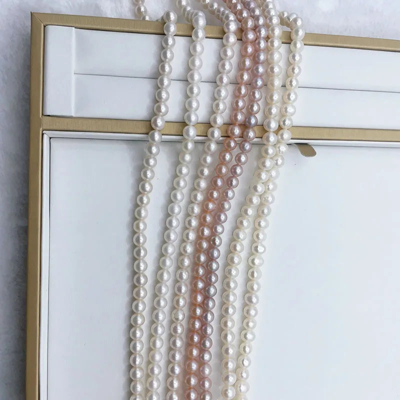 4A 4A+ Natural Freshwater Round Pearl Strand Chain Wholesale Price Jewelry Making DIY Necklace for Woman Gifts