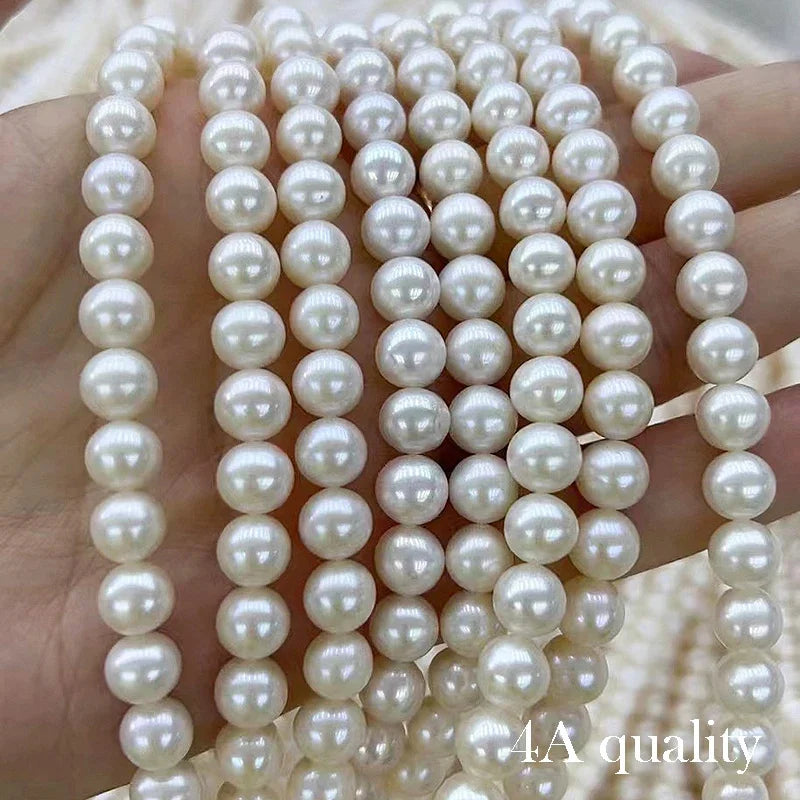 4A 4A+ Natural Freshwater Round Pearl Strand Chain Wholesale Price Jewelry Making DIY Necklace for Woman Gifts