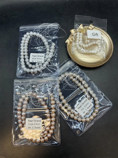 4A 4A+ Natural Freshwater Round Pearl Strand Chain Wholesale Price Jewelry Making DIY Necklace for Woman Gifts