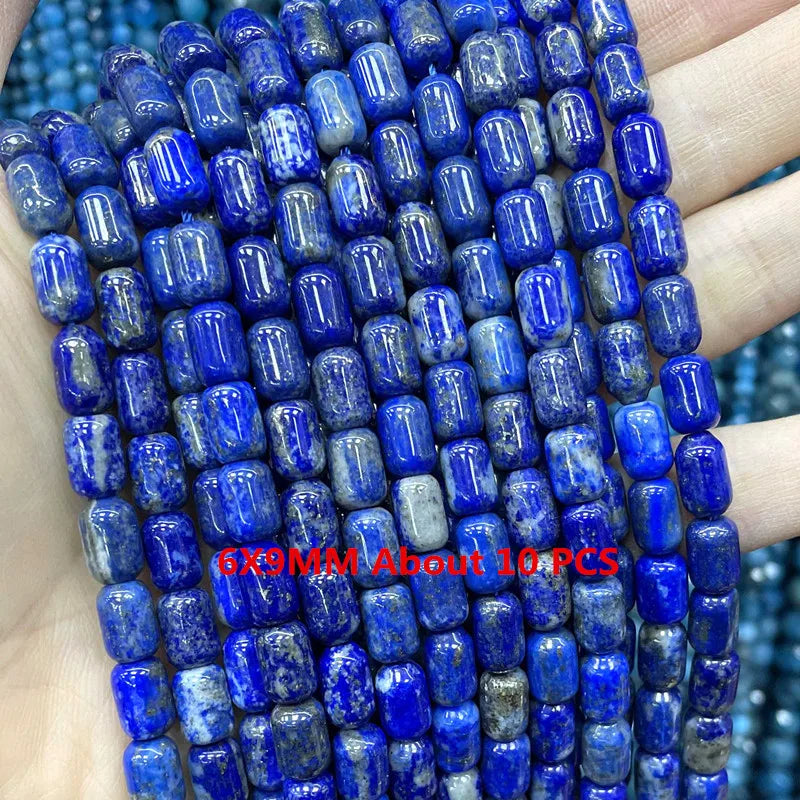 Natural Lapis Lazuli Round Tube Faceted Loose Spacer Stone Beads For Jewelry Making DIY Handmade Bracelets Necklace Accessories