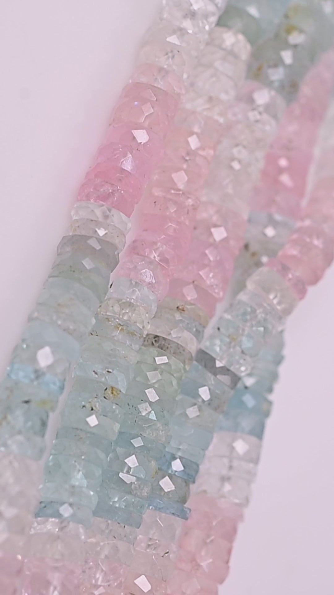 AQUAMARINE AND MORGANITE HEISHI 6.5-7 MM - 1 STRAND 40 CM