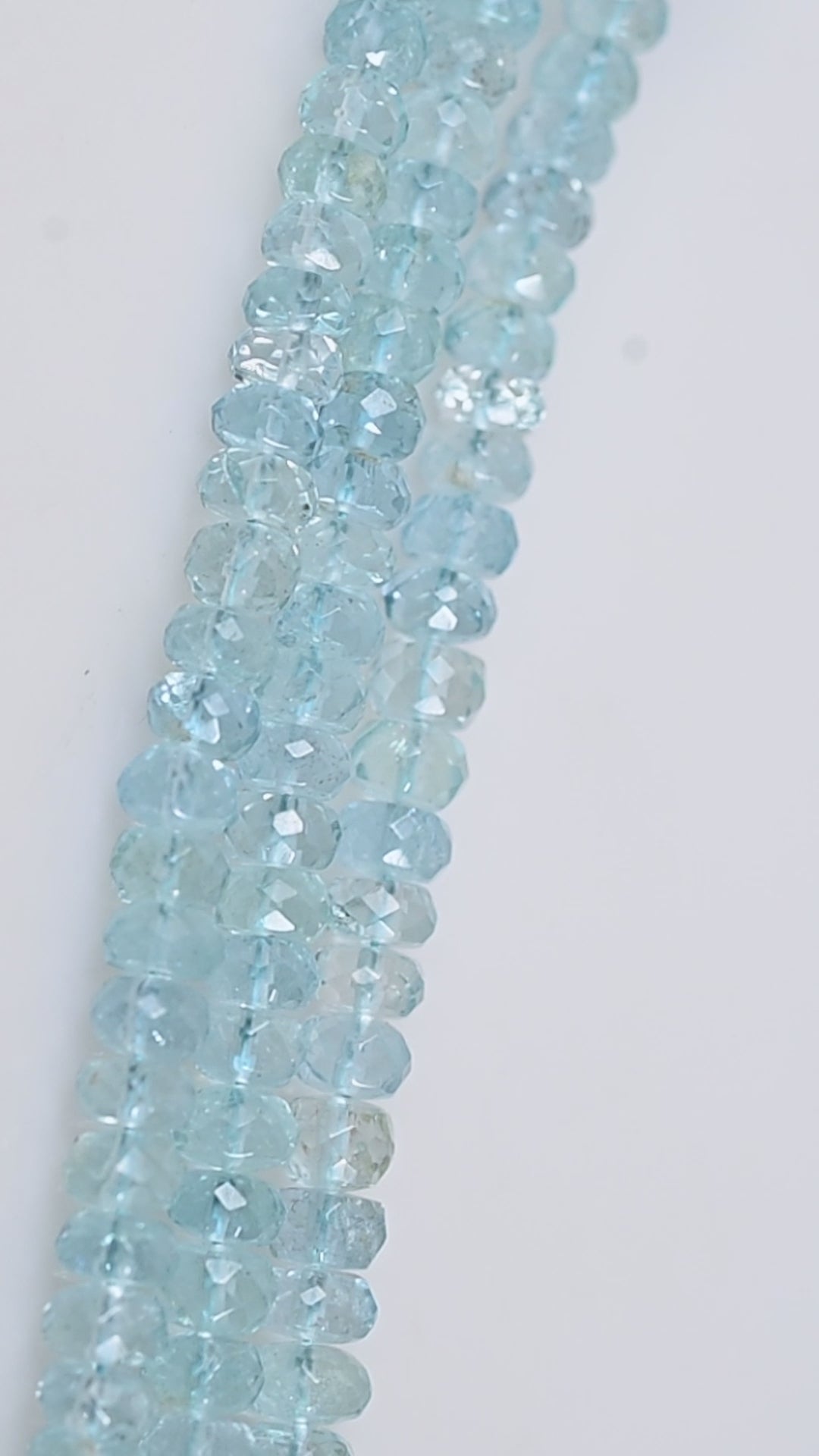 AQUAMARINE FACETED ROUNDEL 4-8 MM - 1 STRAND - 40 CM